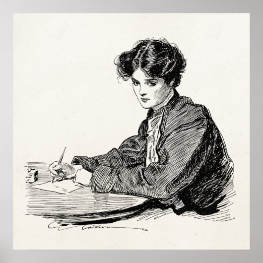 ヴィンテージギブソンガールエドワーダ書ス女手紙 ポスター (正面)