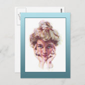 ヴィンテージギブソンガールスタイルイラストレーションカード ポストカード (正面/裏面)