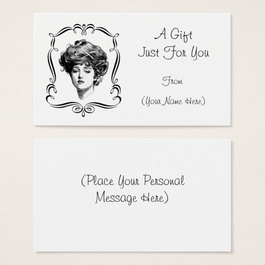 ヴィンテージギブソンガールパーソナライズされたギフトカードラベル (正面&裏面)