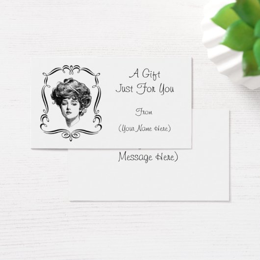 ヴィンテージギブソンガールパーソナライズされたギフトカードラベル (デスク)