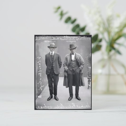 ヴィンテージギャングの刑事警察の銃撃の写真 ポストカード (スタンド正面)