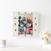 ヴィンテージギャング漫画モブボスビートアップヘンチマン スクエア壁時計 (ホーム)