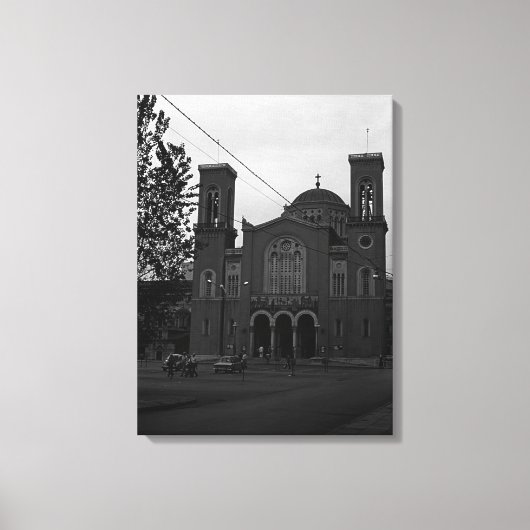 ヴィンテージギリシャのアテネパナギアゴルゴエピコオス教会 キャンバスプリント (正面)