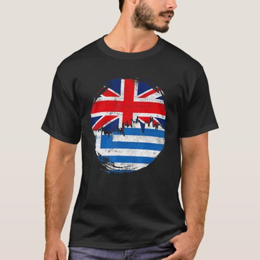 ヴィンテージギリシャのイギリス国旗のルーツギリシャの苦悩 Tシャツ (正面)