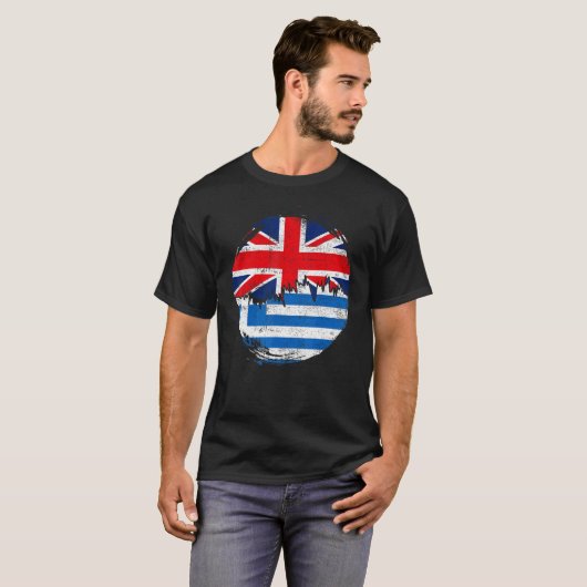 ヴィンテージギリシャのイギリス国旗のルーツギリシャの苦悩 Tシャツ (正面フル)