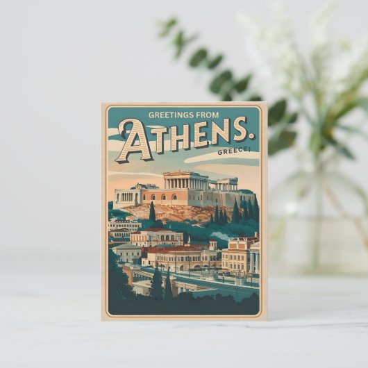 ヴィンテージギリシャのギフトのアテネの首都 ポストカード (スタンド正面)