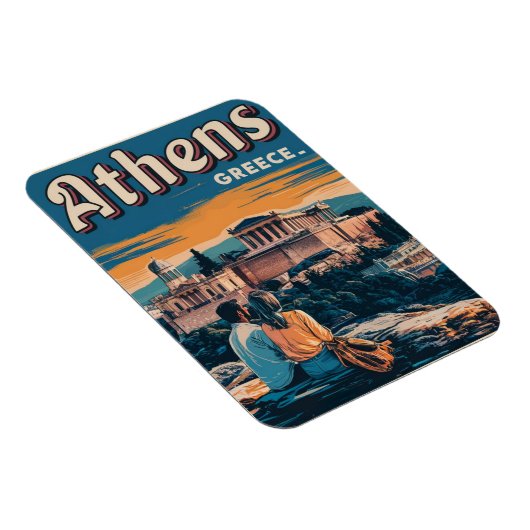ヴィンテージギリシャのギフトのアテネの首都 マグネット (右側)