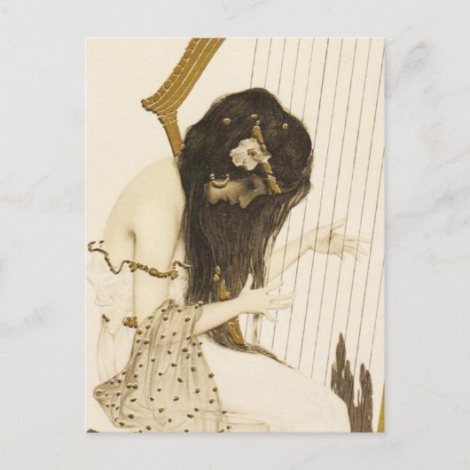 ヴィンテージギリシャのハーピスト ポストカード (正面)