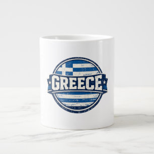 ヴィンテージギリシャの国旗バッジ ジャンボコーヒーマグカップ