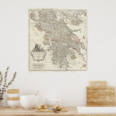 ヴィンテージギリシャの地図（1794年） ポスター (キッチン)