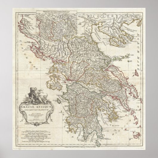 ヴィンテージギリシャの地図（1794年） ポスター (正面)