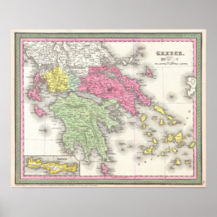 ヴィンテージギリシャの地図(1853年) ポスター