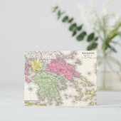 ヴィンテージギリシャの地図(1853年) ポストカード (スタンド正面)