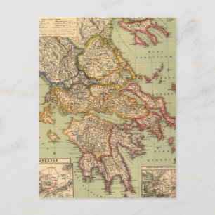 ヴィンテージギリシャの地図(1903年) ポストカード