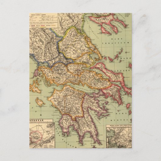 ヴィンテージギリシャの地図（1903年） ポストカード (正面)