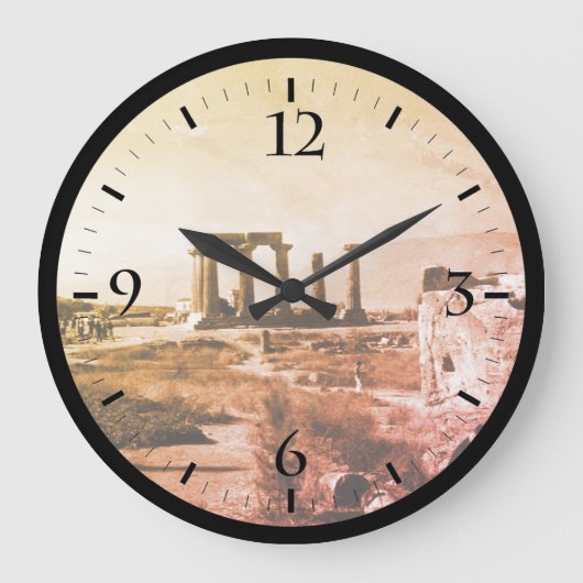 ヴィンテージギリシャ古代コリントアポロテンプルウォッチ ラージ壁時計 (正面)