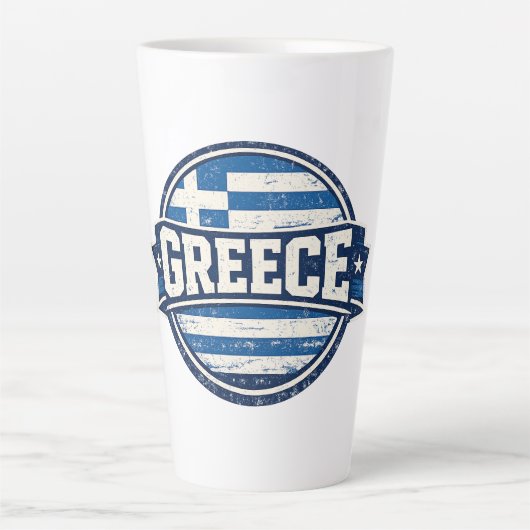 ヴィンテージギリシャ国旗バッジ カフェラテマグ (正面)