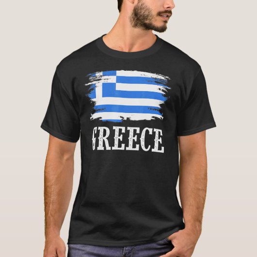 ヴィンテージギリシャ国旗I愛ギリシャ Tシャツ (正面)