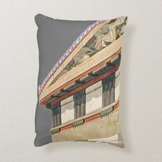ヴィンテージギリシャ建築、アテナ寺院 アクセントクッション (裏面(縦))