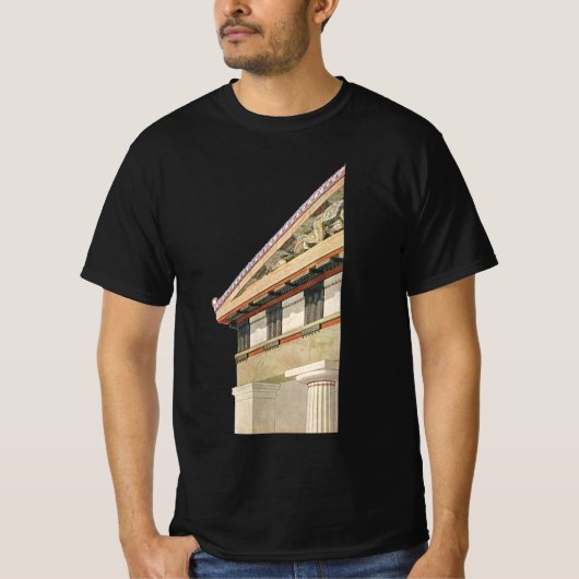 ヴィンテージギリシャ建築、アテナ寺院 Tシャツ (正面)