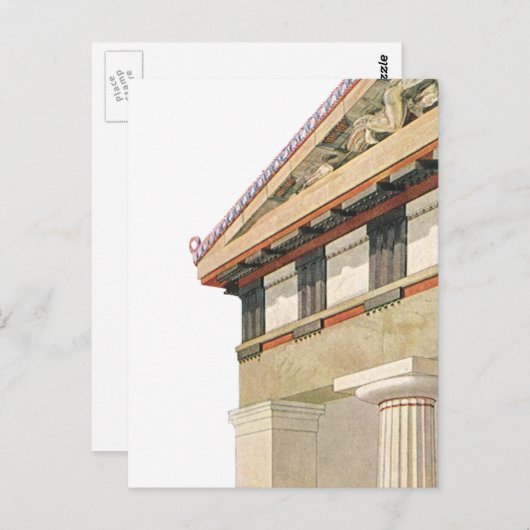 ヴィンテージギリシャ建築、アテナ神殿 ポストカード (正面/裏面)