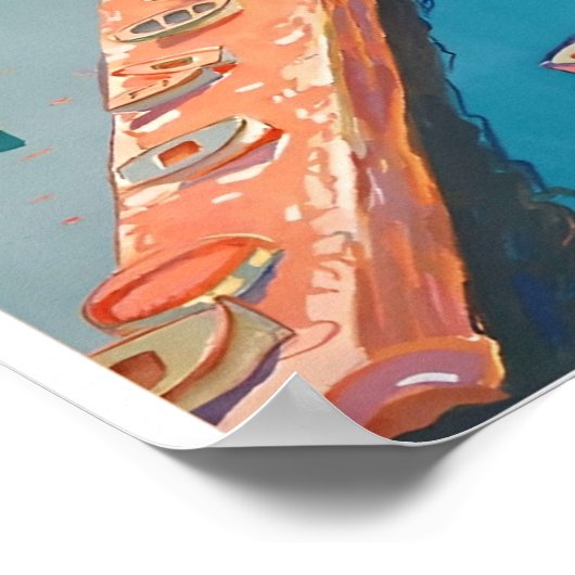 ヴィンテージギリシャ旅行ビーチポスター ポスター (角)