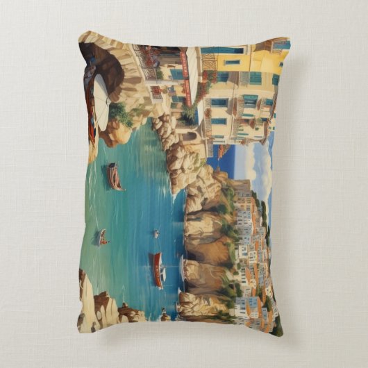 ヴィンテージギリシャ旅行 – コルフ島 アクセントクッション (裏面(縦))