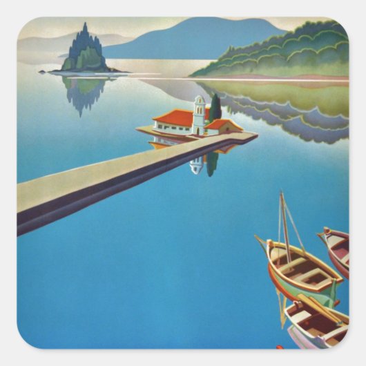 ヴィンテージギリシャ旅行 – コルフ島 スクエアシール (正面)