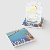 ヴィンテージギリシャ旅行 – コルフ島 ストーンコースター (横)