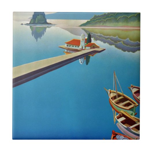 ヴィンテージギリシャ旅行 – コルフ島 タイル (正面)