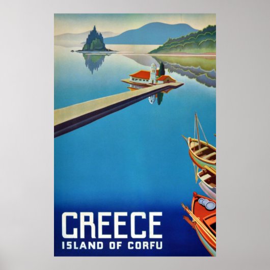 ヴィンテージギリシャ旅行 – コルフ島 ポスター (正面)