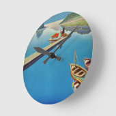 ヴィンテージギリシャ旅行 – コルフ島 ラウンド壁時計 (傾斜)