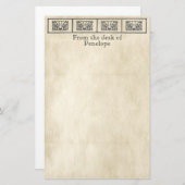 ヴィンテージギリシャ縁どの花の羊皮紙 便箋 (正面/裏面)