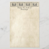 ヴィンテージギリシャ縁どの花の羊皮紙 便箋 (正面)