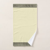 ヴィンテージギリシャ語のパターンをブラック&アイボリー バスタオルセット (ハンドタオル)