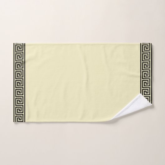 ヴィンテージギリシャ語のパターンをブラック&アイボリー バスタオルセット (ハンドタオル)