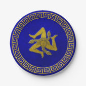 ヴィンテージギリシャ鍵とシシリア人トリナクリア ペーパープレート (正面)