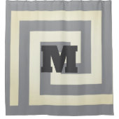 ヴィンテージギリシャ鍵モノグラムグレーパターントレンディー シャワーカーテン (正面)