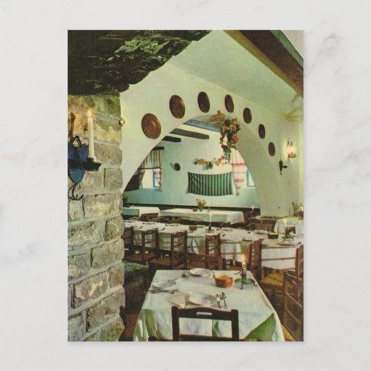ヴィンテージギリシャ、ギリシャのタヴェルナの中 ポストカード (正面)
