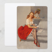 ヴィンテージギルエルブグレンカードプレーヤーレトロピンアップガール 招待状 (正面/裏面)