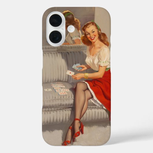ヴィンテージギルエルブグレンカードプレーヤーレトロピンアップガール Case-Mate iPhoneケース (裏面)