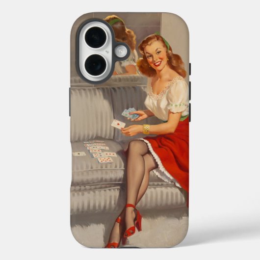 ヴィンテージギルエルブグレンカードプレーヤーレトロピンアップガール Case-Mate iPhoneケース (裏面)