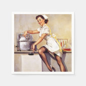 ヴィンテージギルエルブグレンレトロナースピンアップガール スタンダードカクテルナプキン (正面)