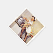 ヴィンテージギルエルブグレンレトロナースピンアップガール スタンダードカクテルナプキン (角)