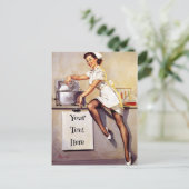 ヴィンテージギルエルブグレンレトロナースピンアップガール ポストカード (スタンド正面)