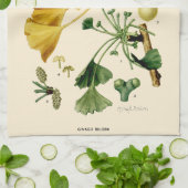 ヴィンテージギンゴビロバボタニカルイラストレーション キッチンタオル (折り畳み)