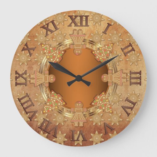 ヴィンテージギンジャーブレッドクリスマス ラージ壁時計 (正面)