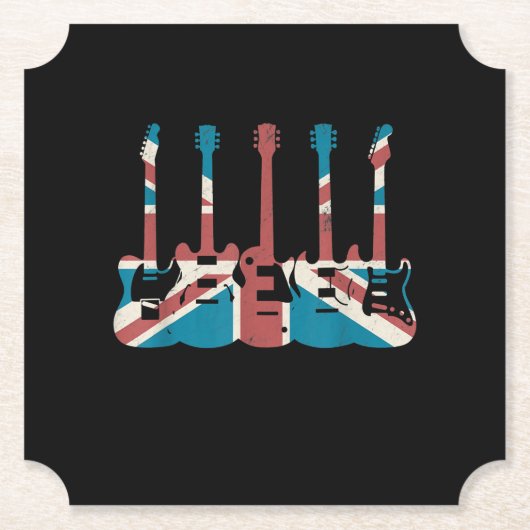 ヴィンテージギ素晴らしタイギリスフラグ – ギタープレーヤー ペーパーコースター (正面)
