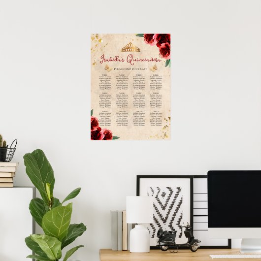 ヴィンテージクインセアニラ表の座席表 ポスター (ホームオフィス)