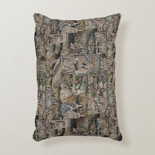 ヴィンテージクイーンエスサータペストリー刺繍紫 アクセントクッション (正面(垂直))